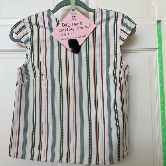 Kate Spade Saturday brand top Xs|extra small. Stripes. Ruffle cap sleeve - Picture 2 of 3